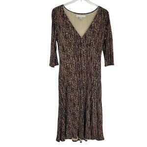 VTG AA Studio V Neck Midi Dress 12 Mod Retro Dark academia Twee Preppy polka dot